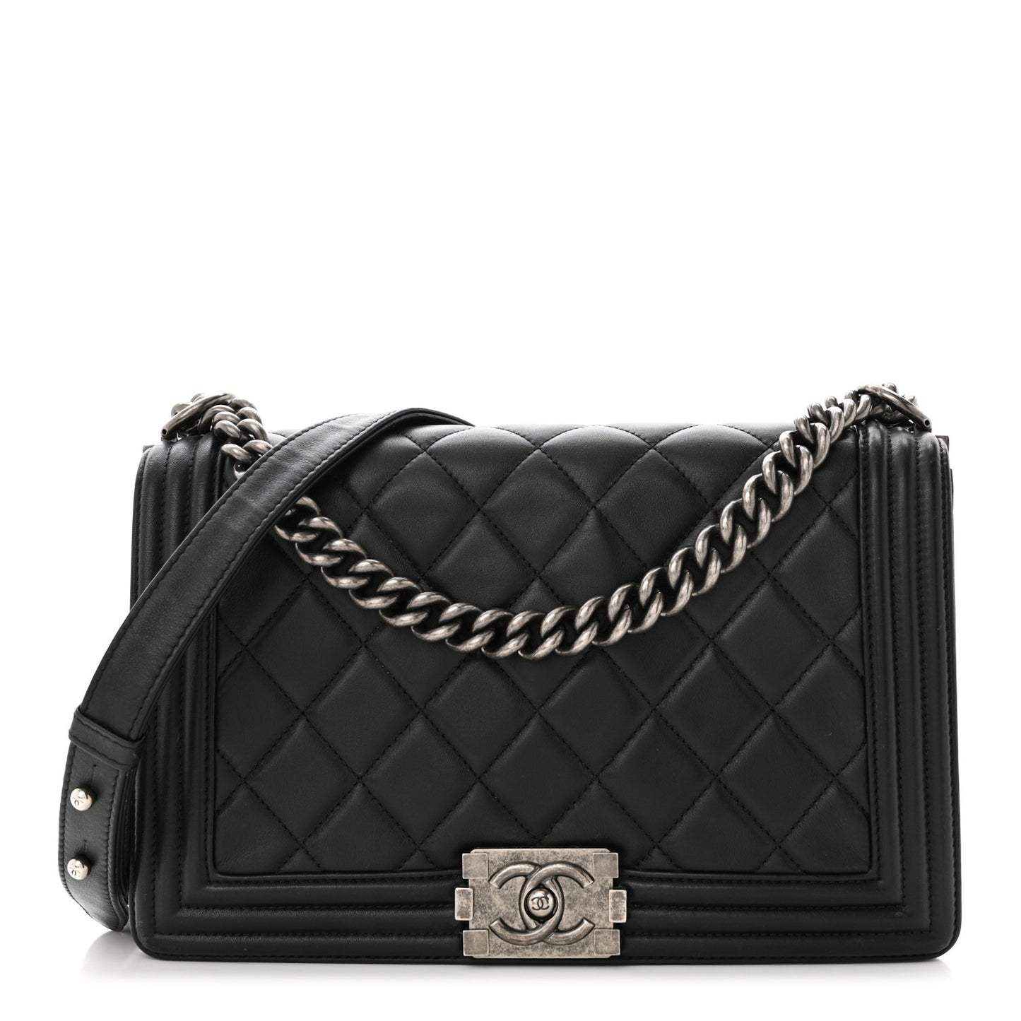 Lambskin Quilted New Medium Boy Flap Black