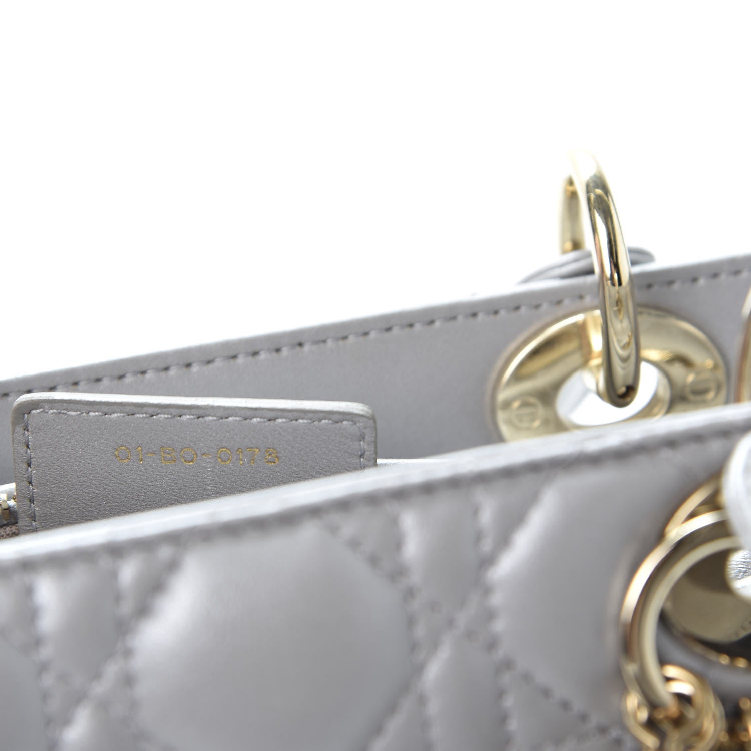 Christian Dior Pearly Lambskin Cannage Medium Lady Dior Grey 8 of 9