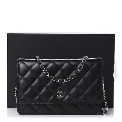 Chanel Lambskin Quilted Wallet On Chain WOC Black 12 of 12
