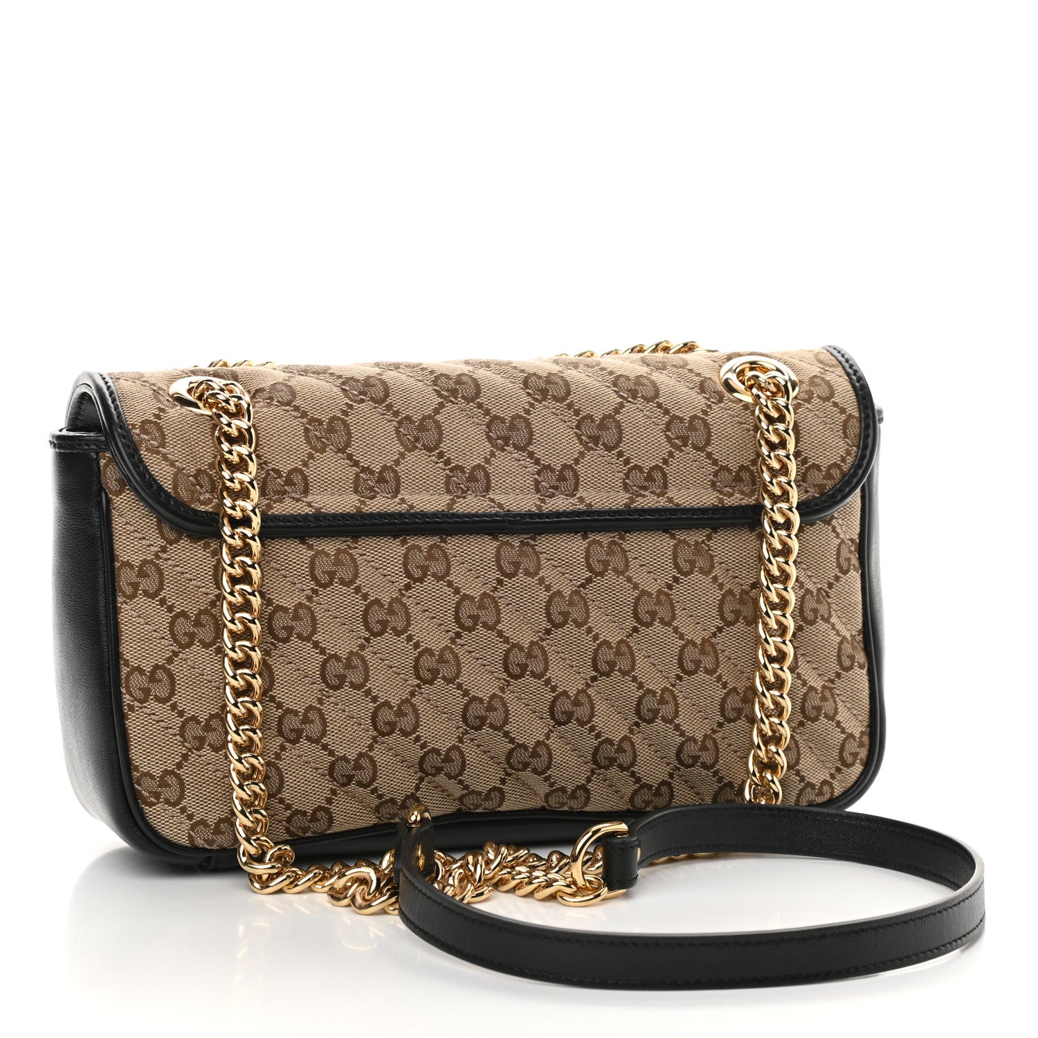 Gucci Monogram Matelasse Diagonal Small GG Marmont Shoulder Bag Beige Black 3 of 10