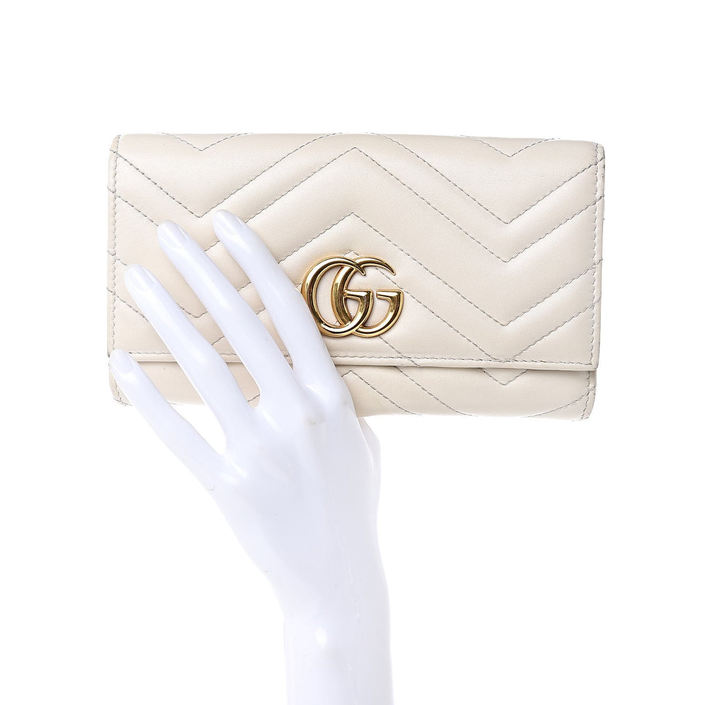 Calfskin Matelasse GG Marmont Continental Wallet Mystic White
