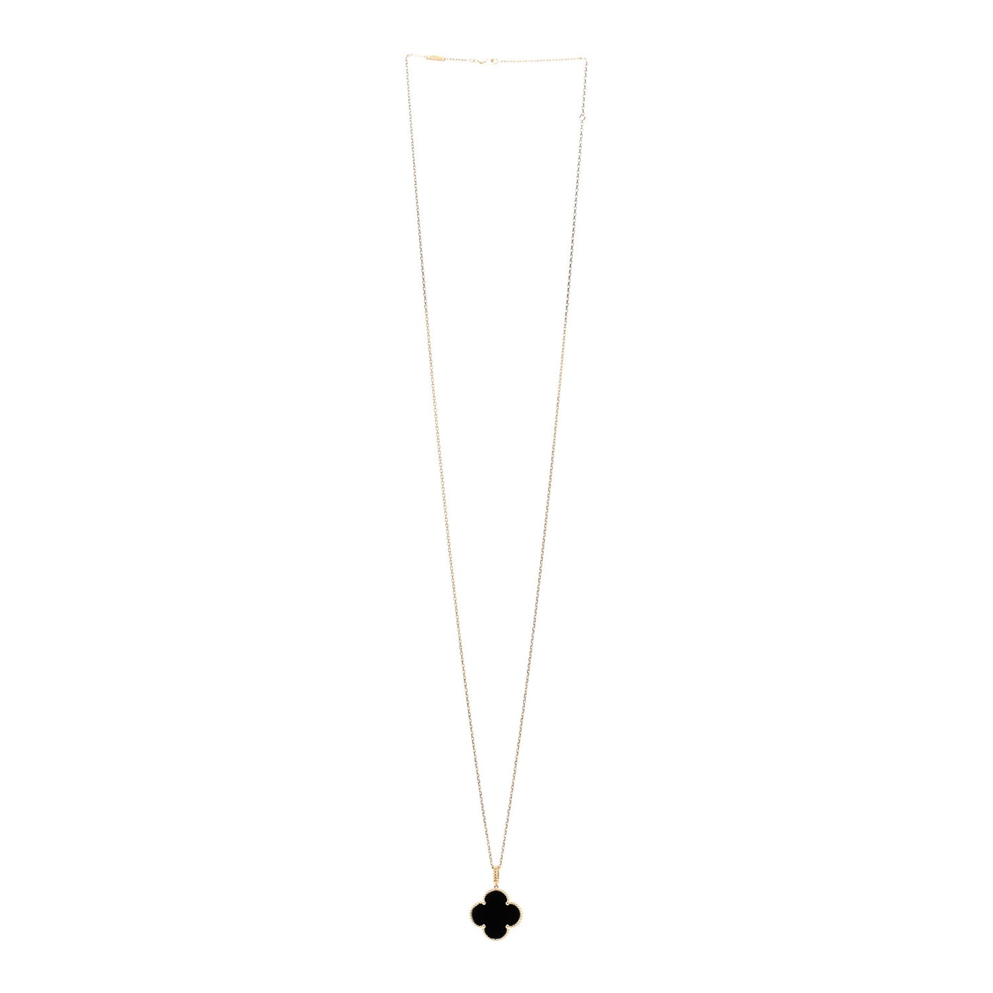 18K Yellow Gold Black Onyx Magic Alhambra Pendant Necklace