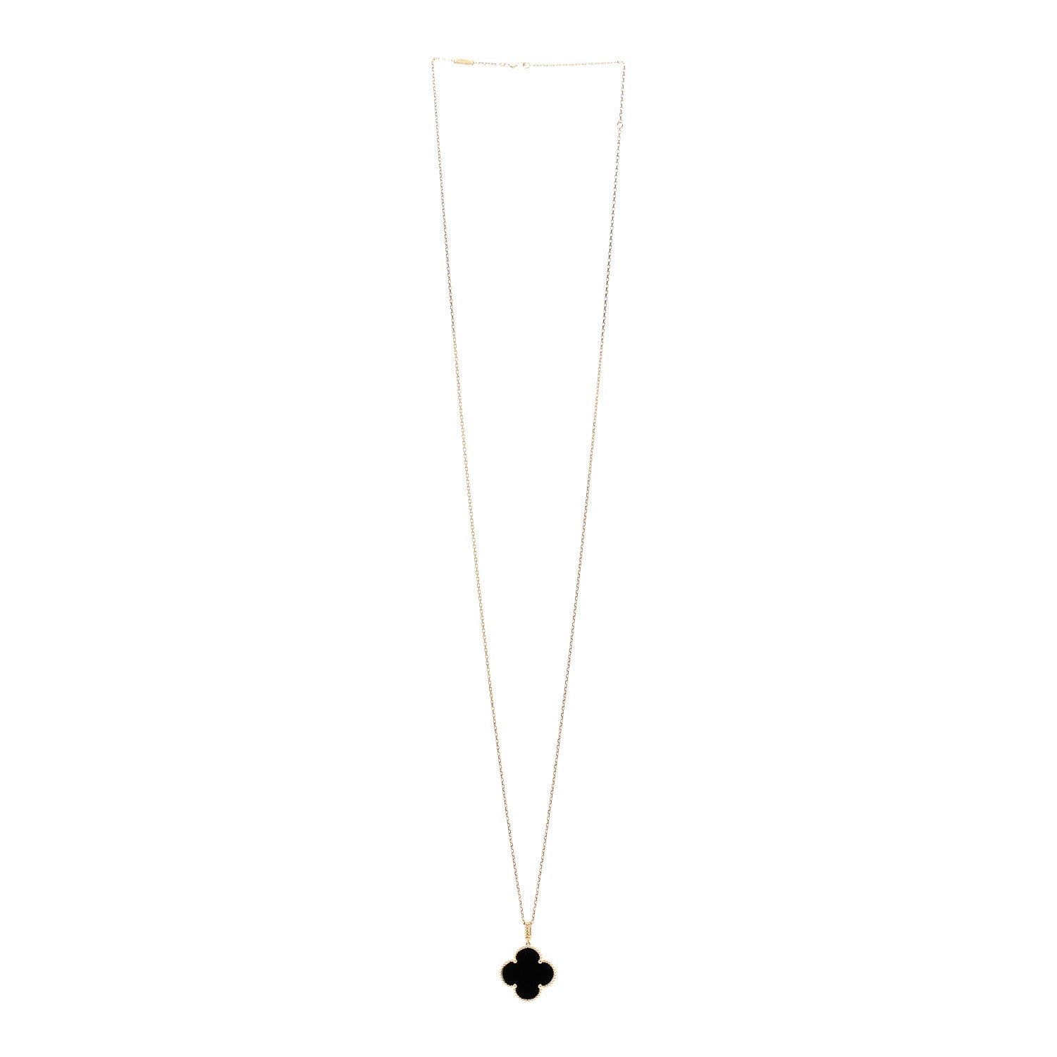 Van Cleef & Arpels 18K Yellow Gold Black Onyx Magic Alhambra Pendant Necklace 3 of 6