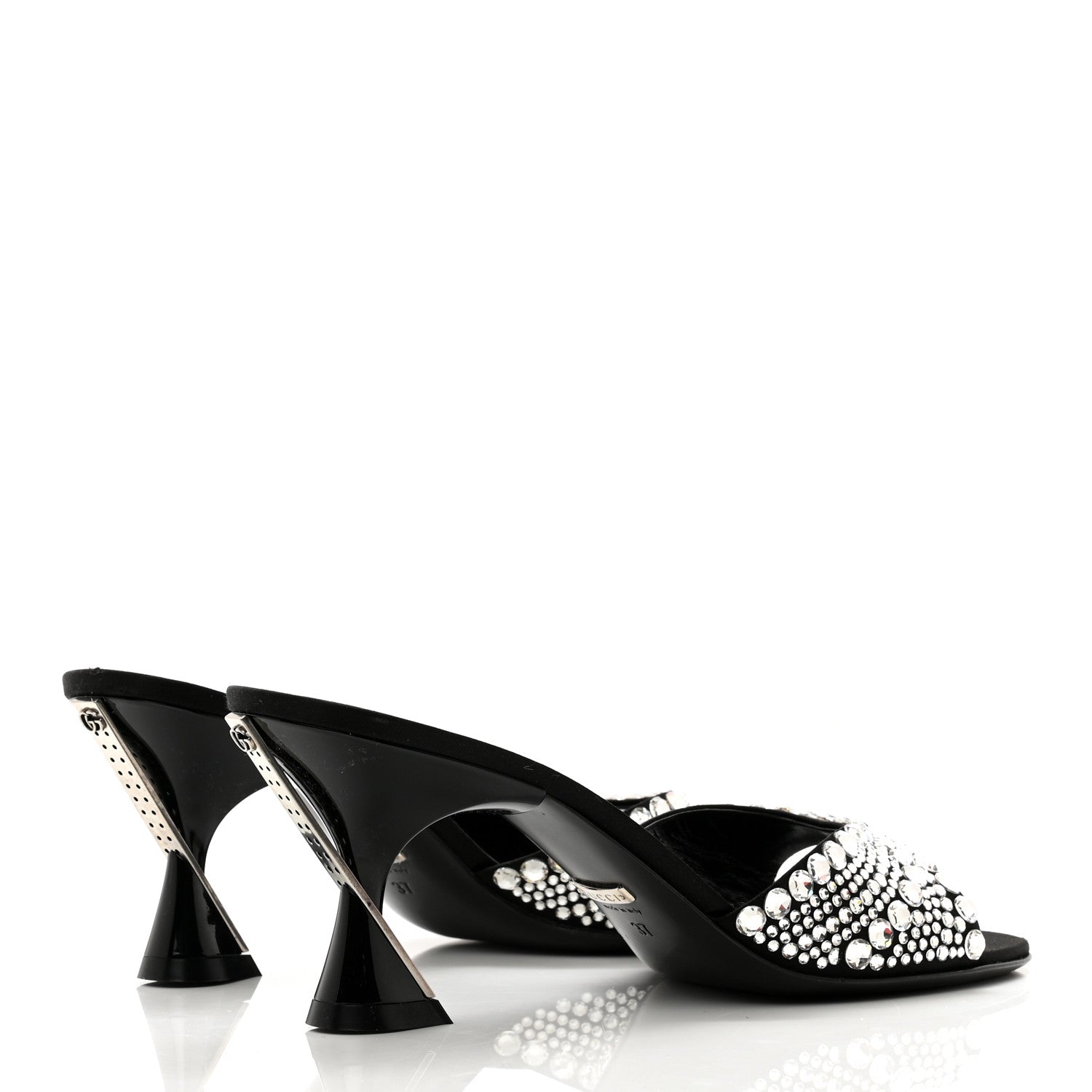 Gucci Satin Crystal 65mm Slide Sandals 37 Black 4 of 7