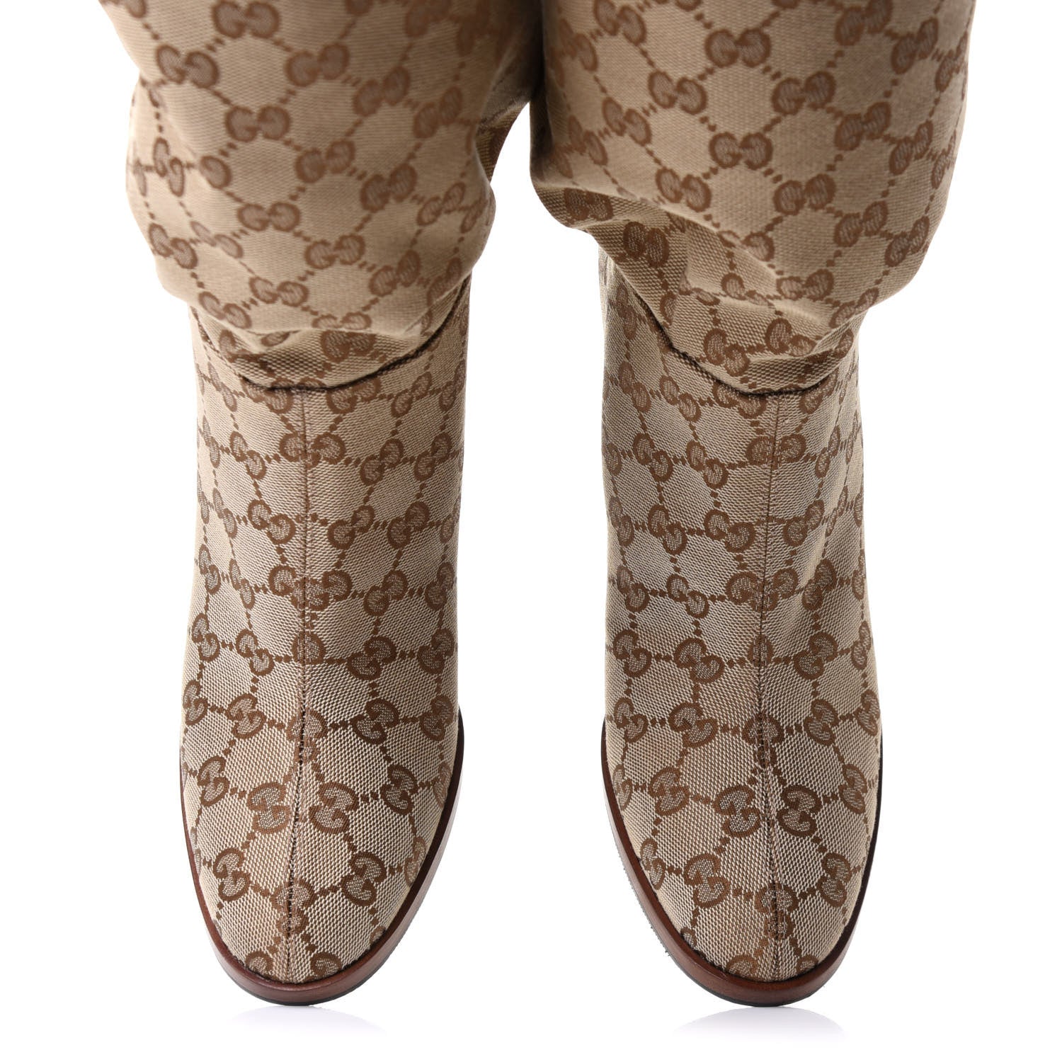 Gucci Monogram Over The Knee Boots 39 Brown 5 of 8