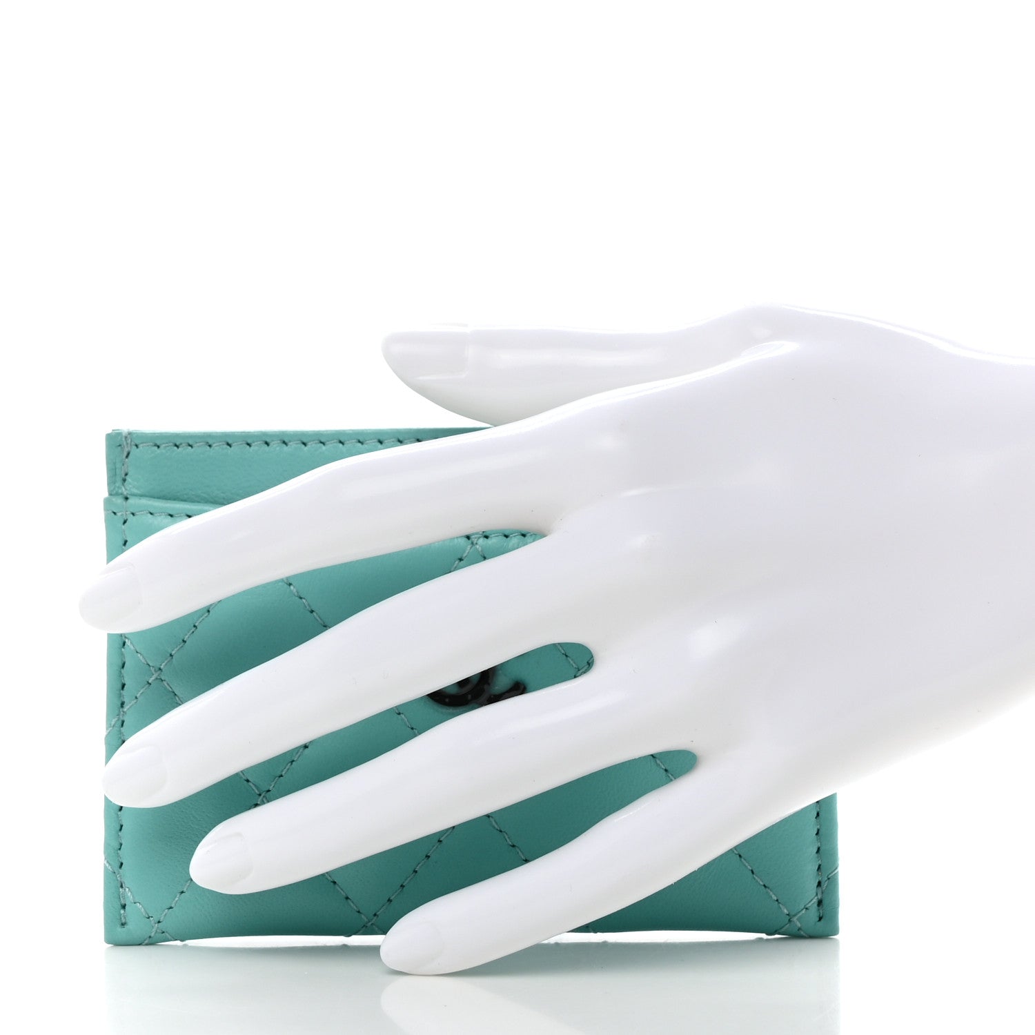 Chanel Lambskin Quilted Card Holder Turquoise 2 of 9