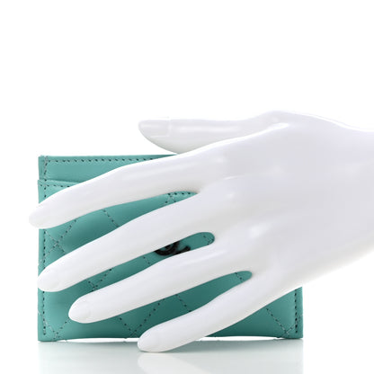 Chanel Lambskin Quilted Card Holder Turquoise 2 of 9