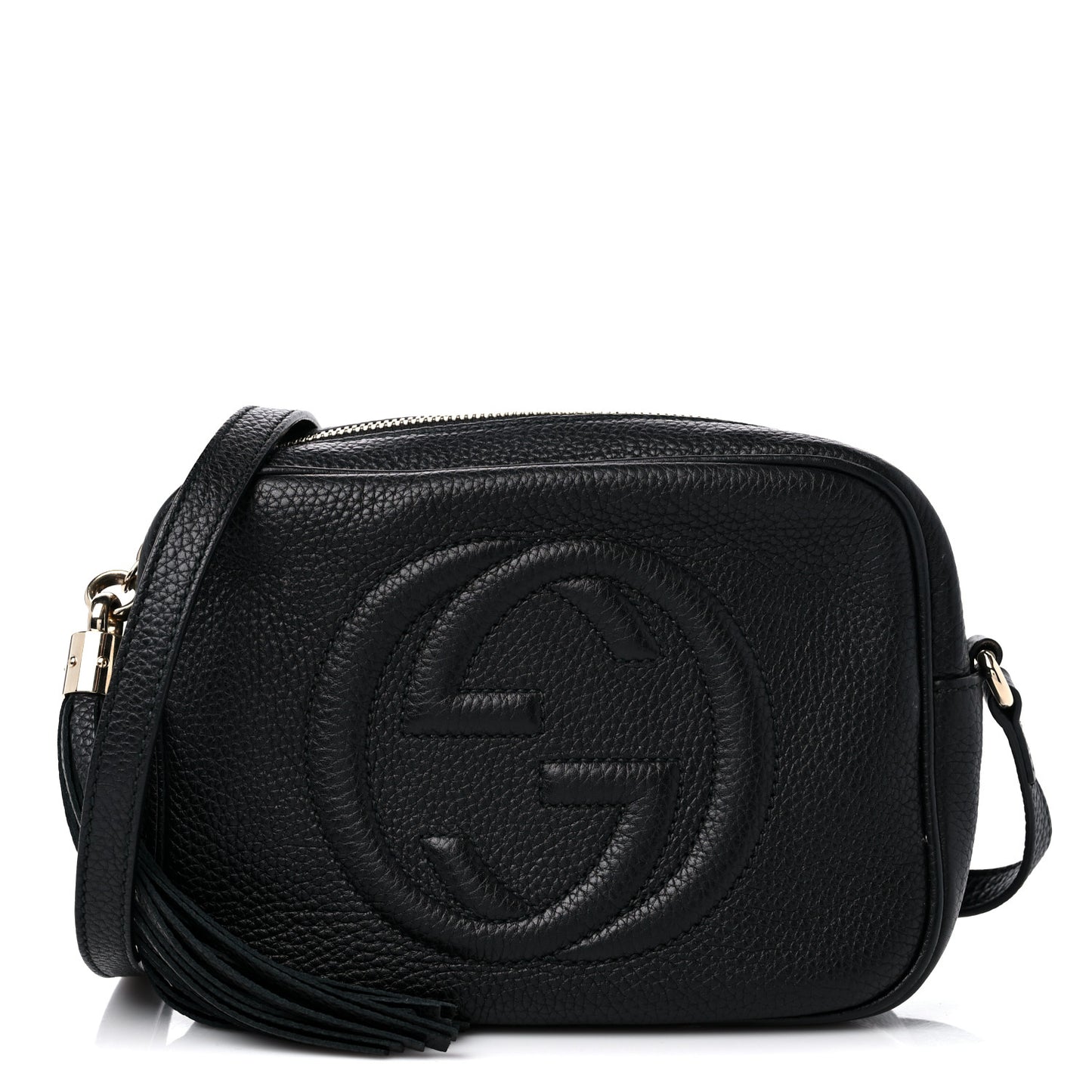 Pebbled Calfskin Small Soho Disco Bag Black