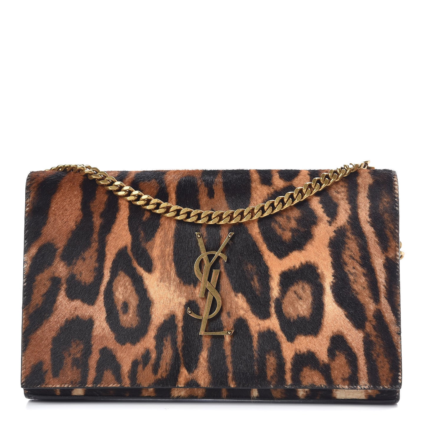 Calf Hair Monogram Chain Wallet Leopard