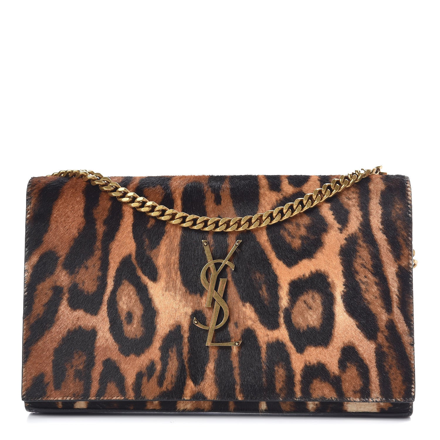 Saint Laurent Calf Hair Monogram Chain Wallet Leopard 1 of 12