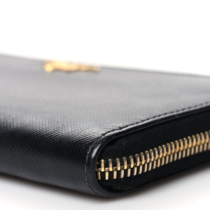 Prada Saffiano Metal Zip Around Wallet Black 8 of 14