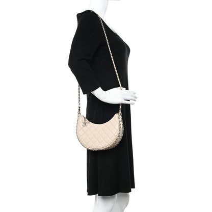 Chanel Lambskin Quilted Small Hobo Bag Light Beige 2 of 10