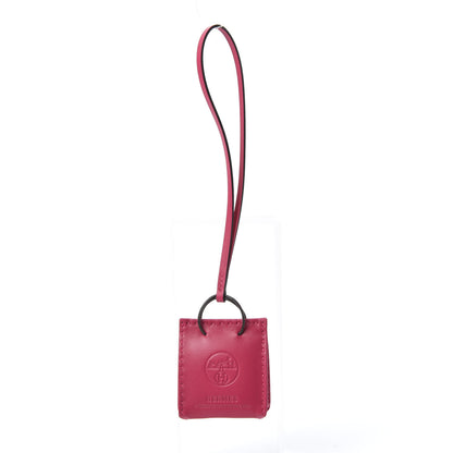 Hermes Milo Lambskin Swift Shopping Bag Charm Rose Mexico 3 of 5