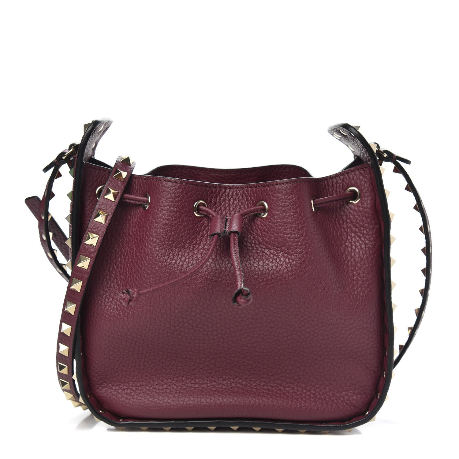 Valentino Garavani Alce Printed Calfskin Rockstud Bucket Bag Garnet 1 of 9