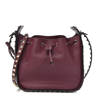 Valentino Garavani Alce Printed Calfskin Rockstud Bucket Bag Garnet 1 of 9