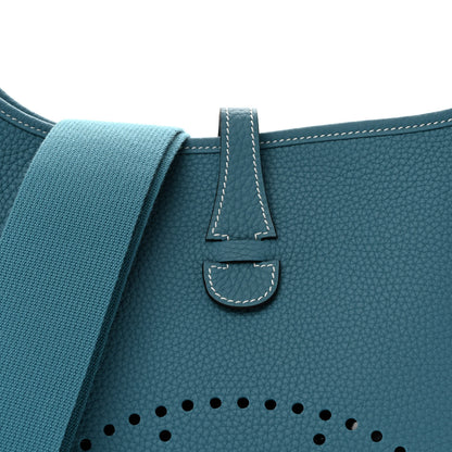 Hermes Taurillon Clemence Evelyne III PM New Blue Jean 8 of 11