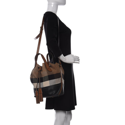 Burberry Canvas Check Grainy Calfskin Heston Crossbody Black 2 of 9