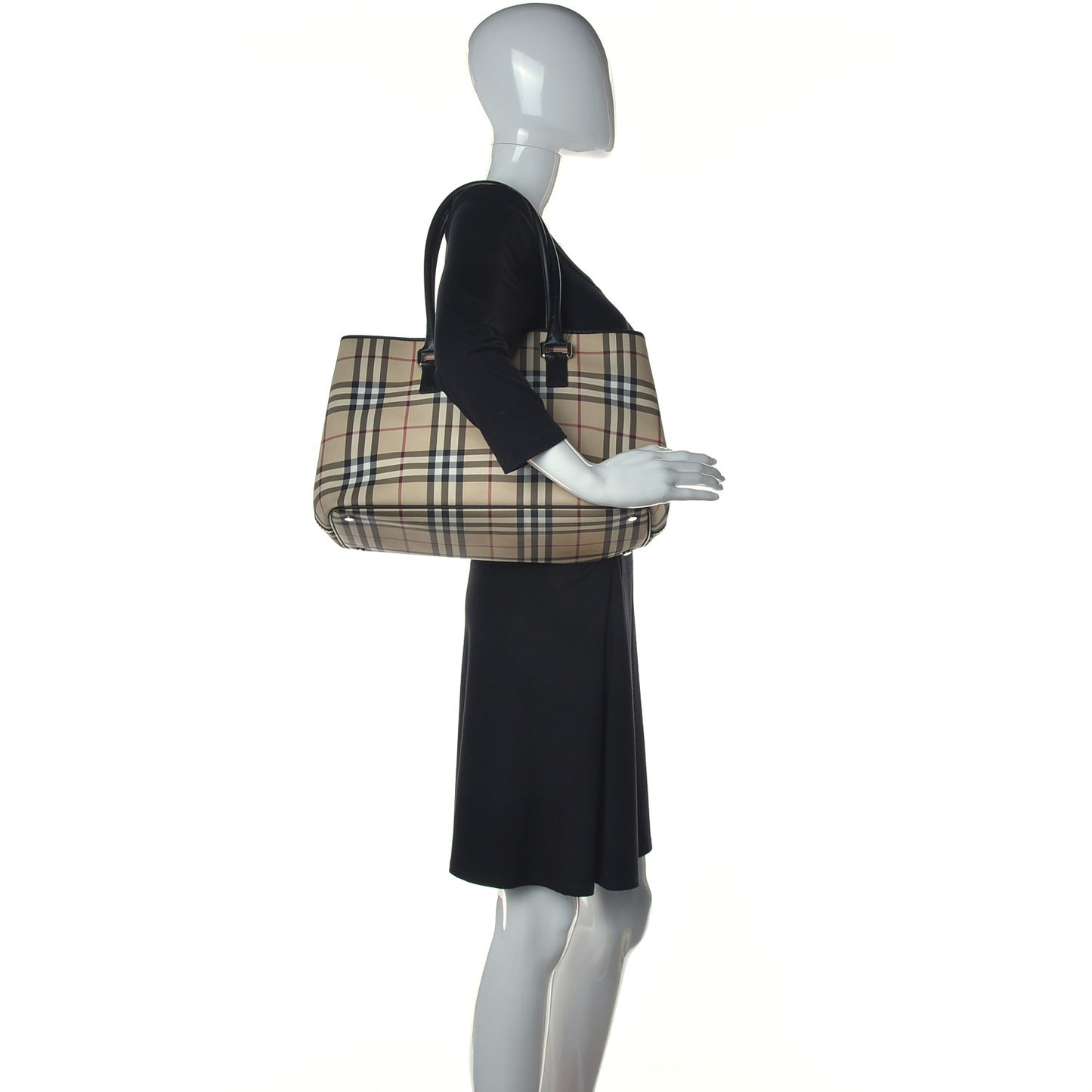 House Check Large Buckle Tote Black
