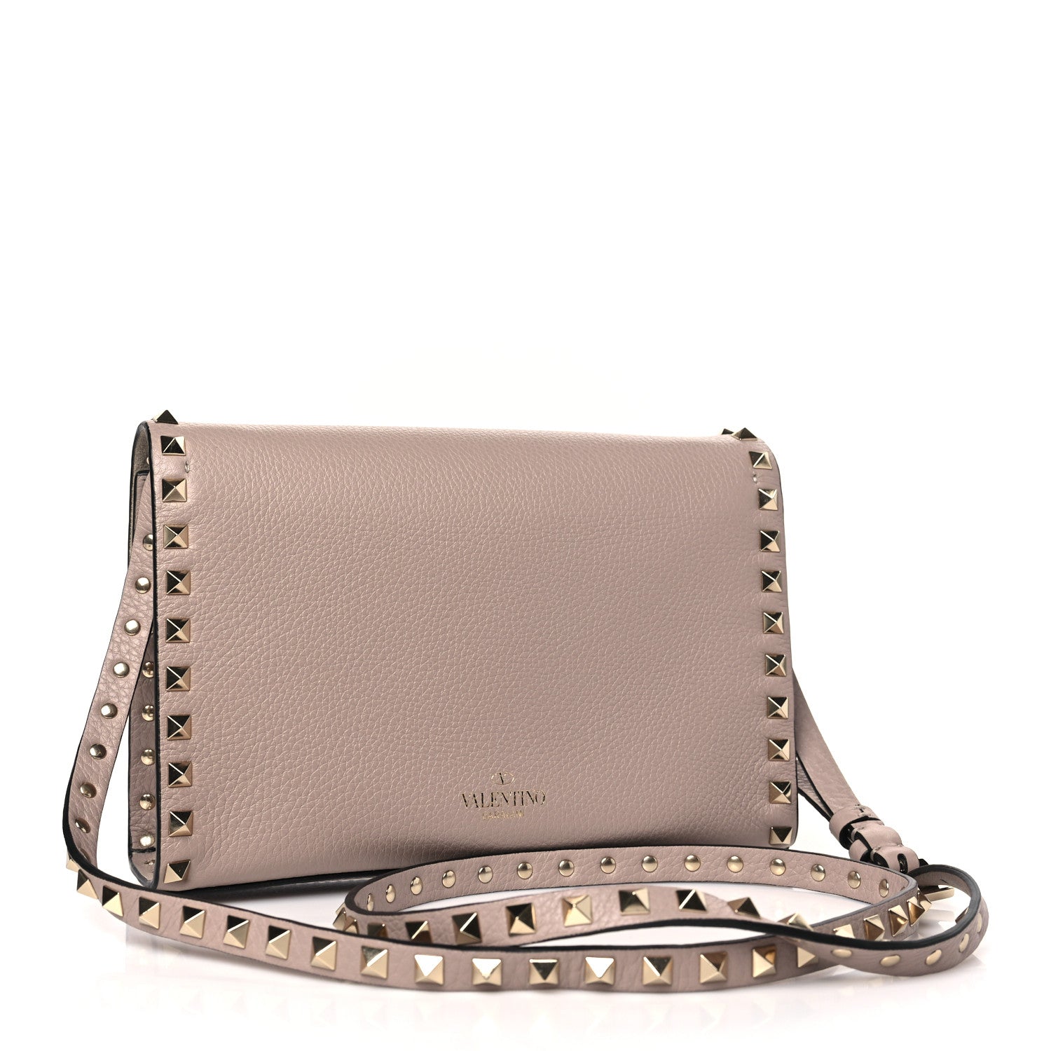 Valentino Garavani Pebbled Calfskin Medium Rockstud Flip Lock Crossbody Bag Poudre 3 of 8