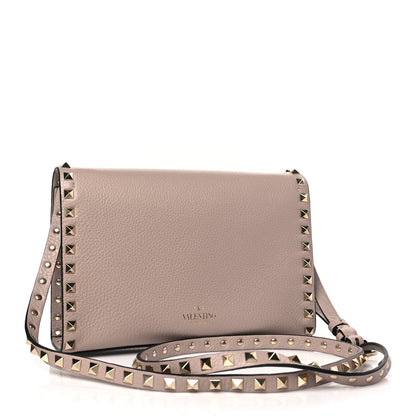 Valentino Garavani Pebbled Calfskin Medium Rockstud Flip Lock Crossbody Bag Poudre 3 of 8