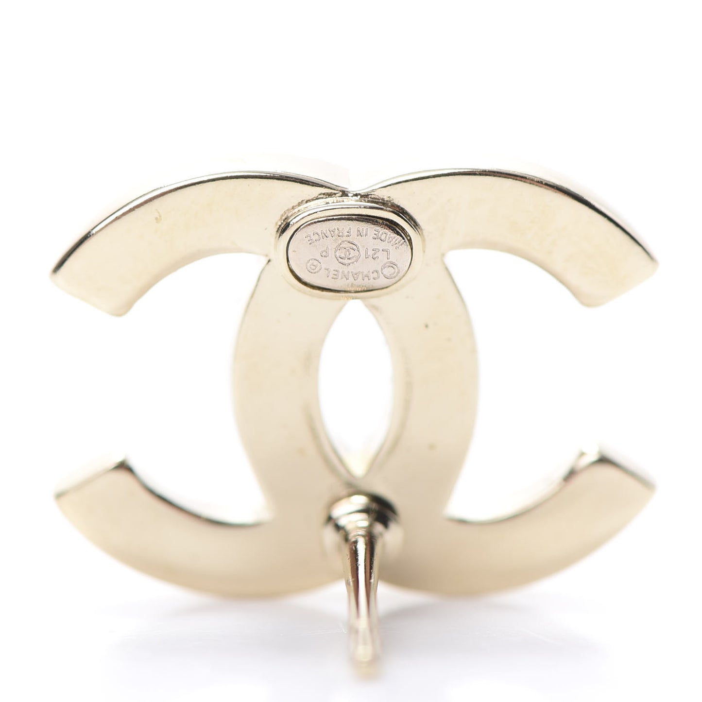 Crystal Metal CC Paris Button Stud Earrings Gold
