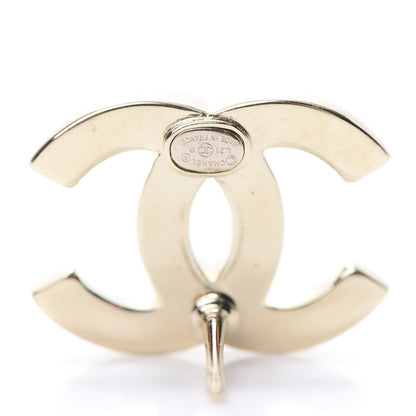 Chanel Crystal Metal CC Paris Button Stud Earrings Gold 4 of 5