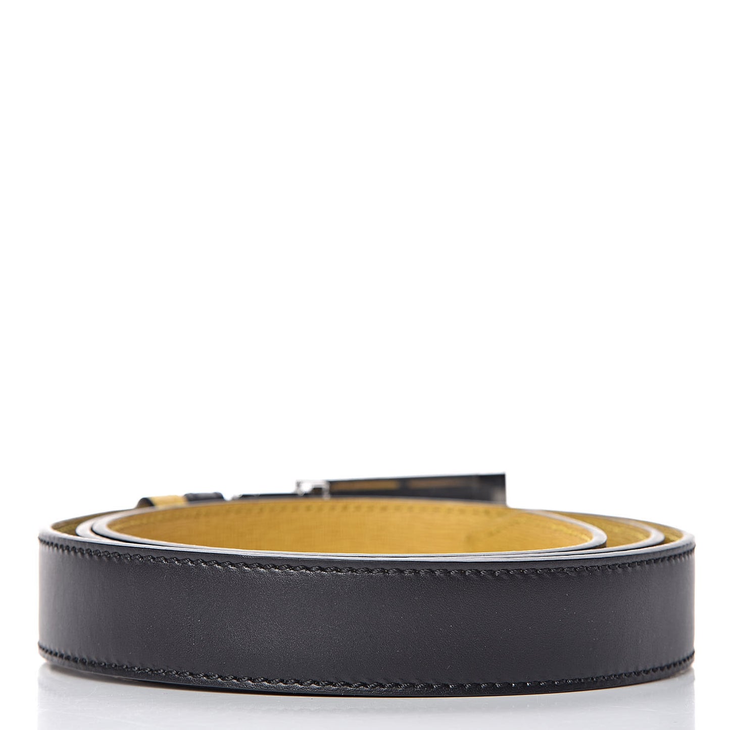 Vitello Havana Elite Monster Eyes Buckle Reversible Belt Yellow Black