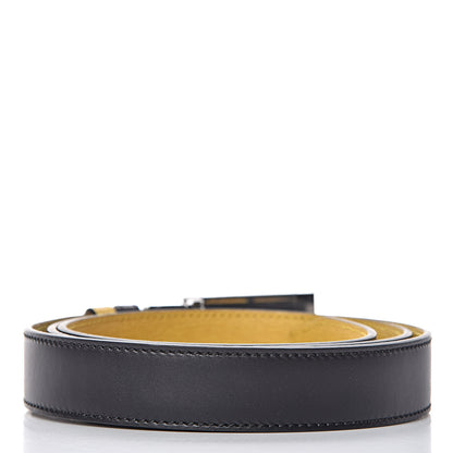 Fendi Vitello Havana Elite Monster Eyes Buckle Reversible Belt Yellow Black 4 of 9