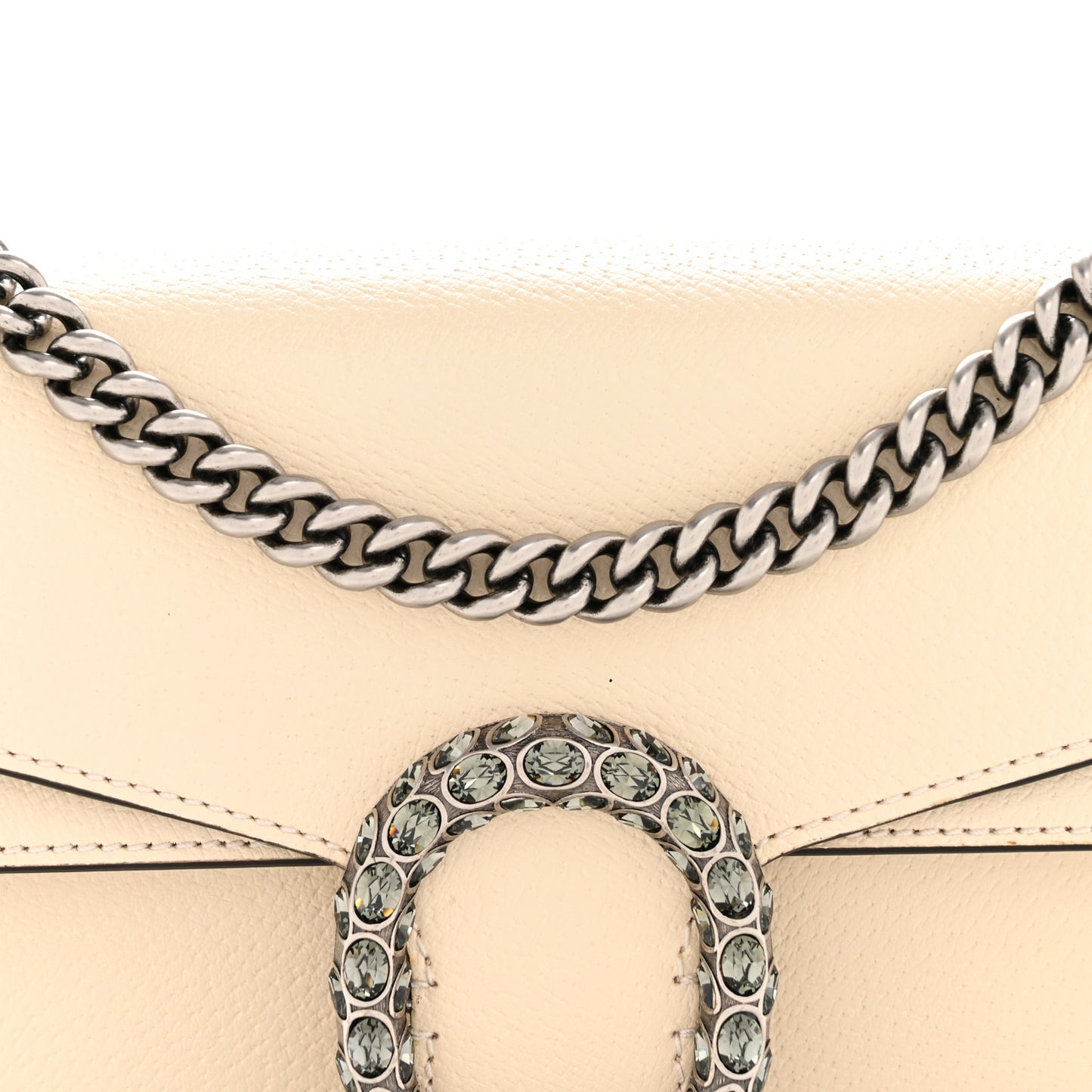 Textured Calfskin Crystal Small Dionysus Shoulder Bag Mystic White