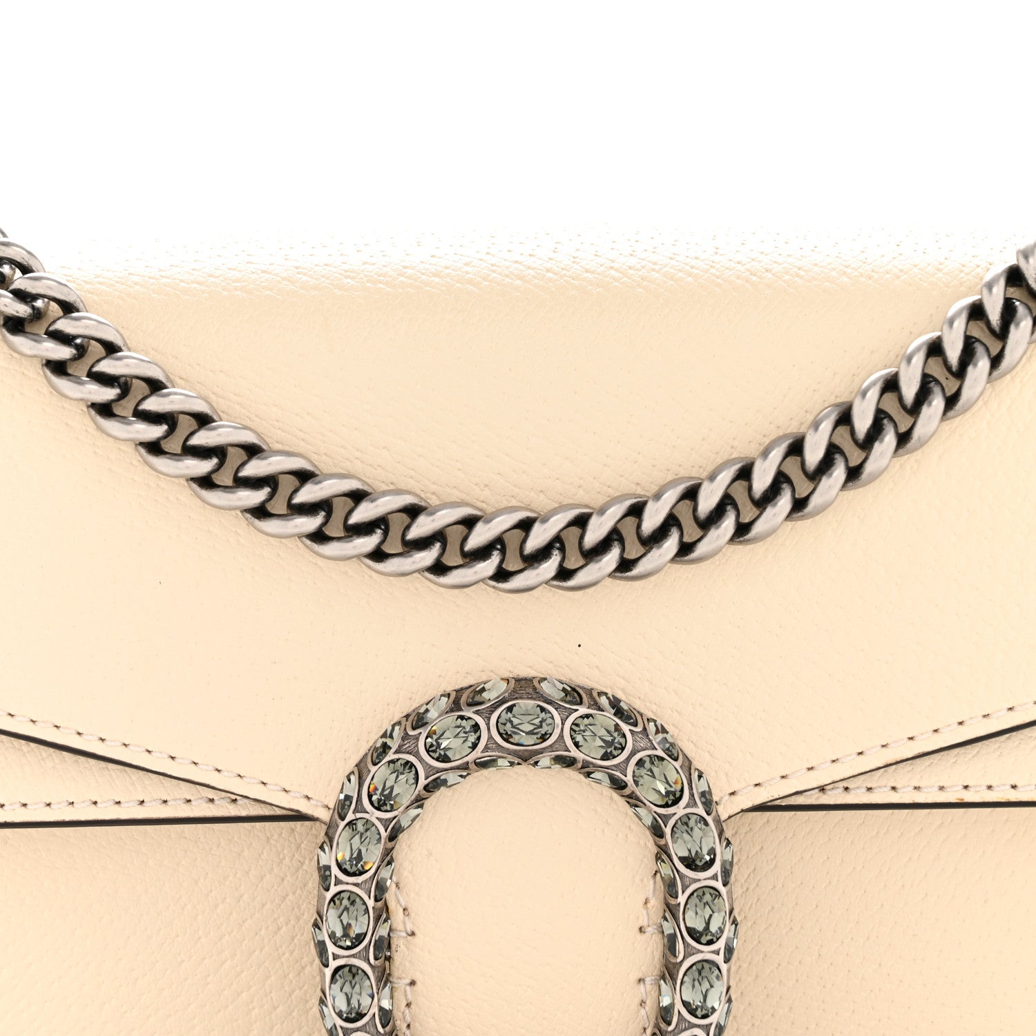 Gucci Textured Calfskin Crystal Small Dionysus Shoulder Bag Mystic White 8 of 10