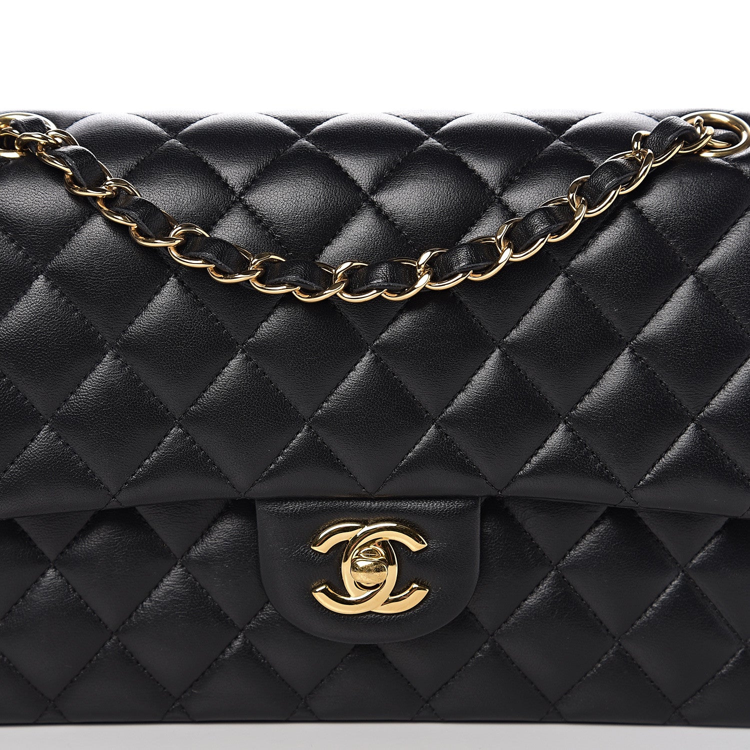 Chanel Lambskin Quilted Medium Double Flap Black 14 of 14