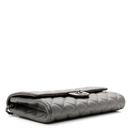 Chanel Metallic Caviar Quilted Clutch With Chain Flap Dark Silver 5 of 8