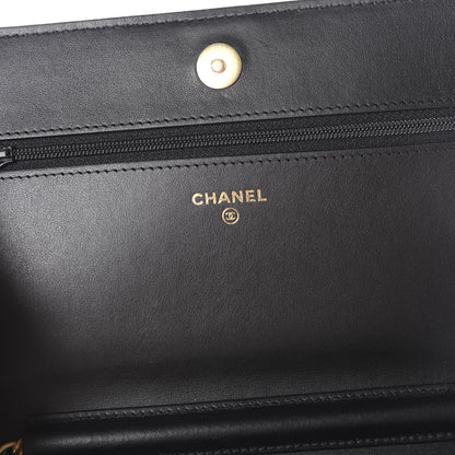 Chanel Caviar Chevron Quilted Boy Wallet On Chain WOC Black 5 of 10