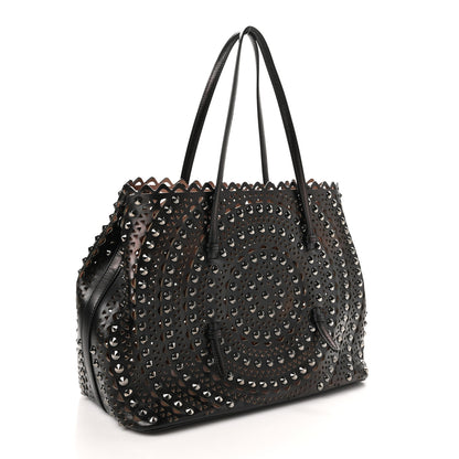 Alaia Calfskin Laser Cut Studded Mina 32 Tote Tote Black 4 of 12