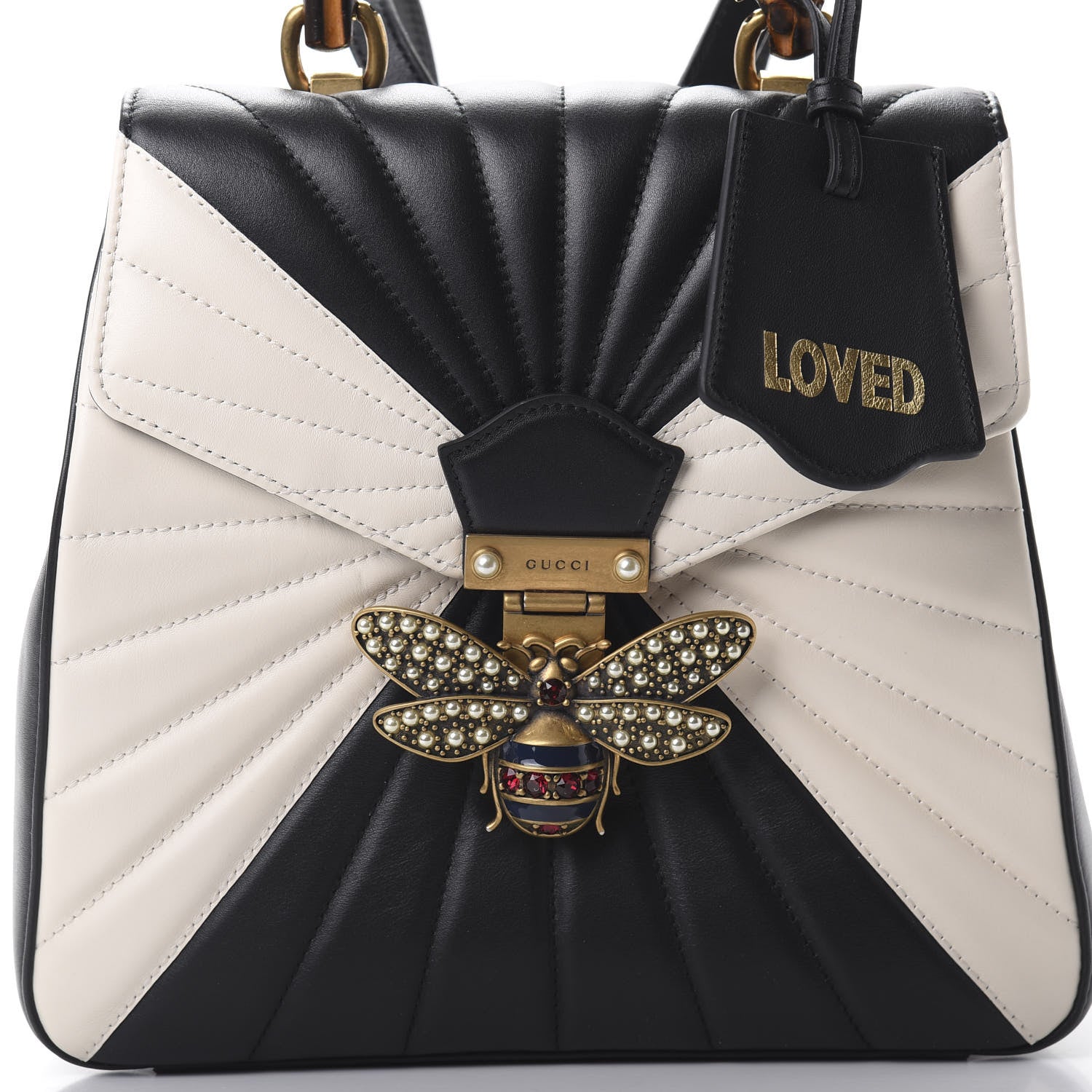 Gucci Calfskin Bamboo Trapuntata Queen Margaret Backpack Mystic White Black 7 of 10