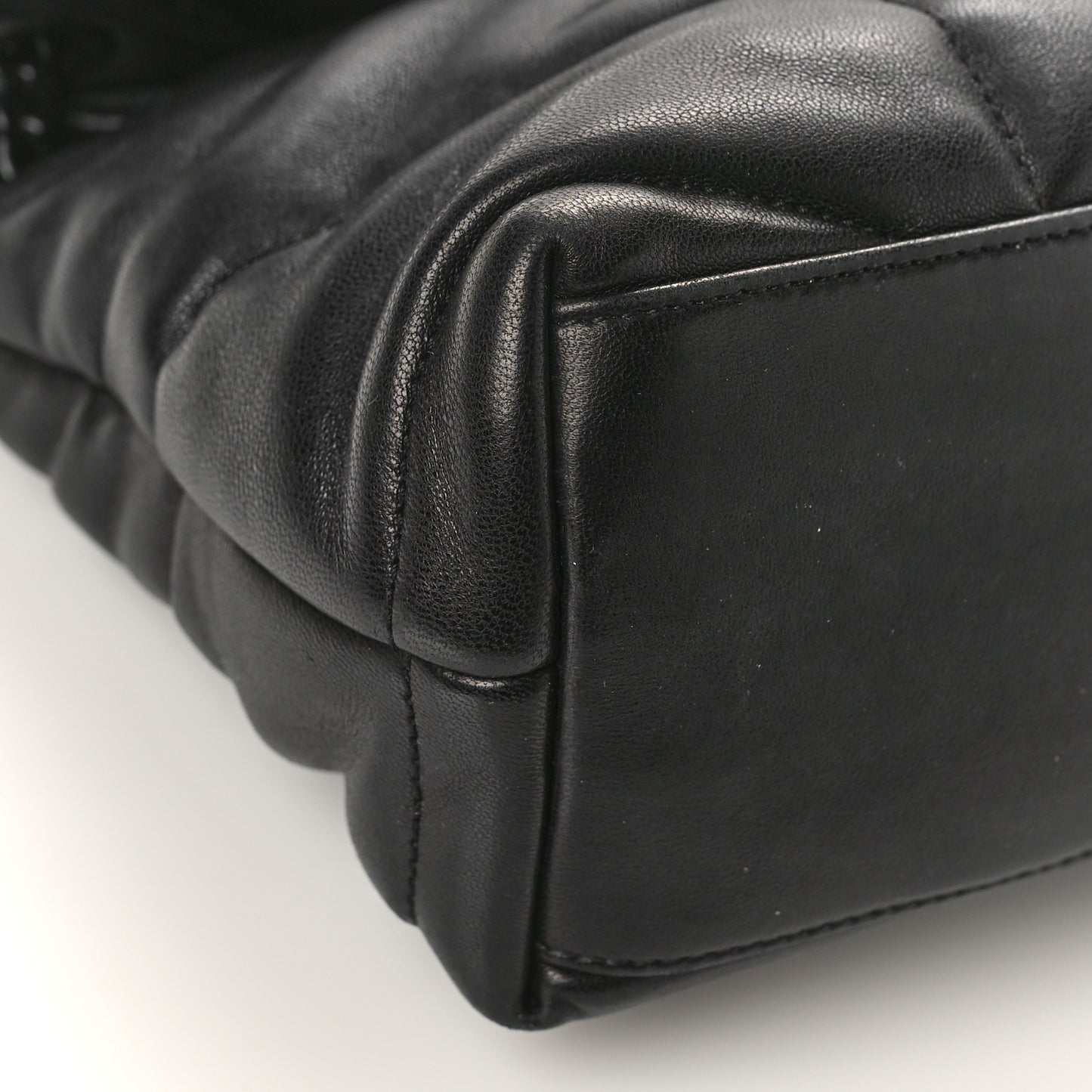 Lambskin Quilted Monogram Monochrome Small Loulou Puffer Chain Satchel Black
