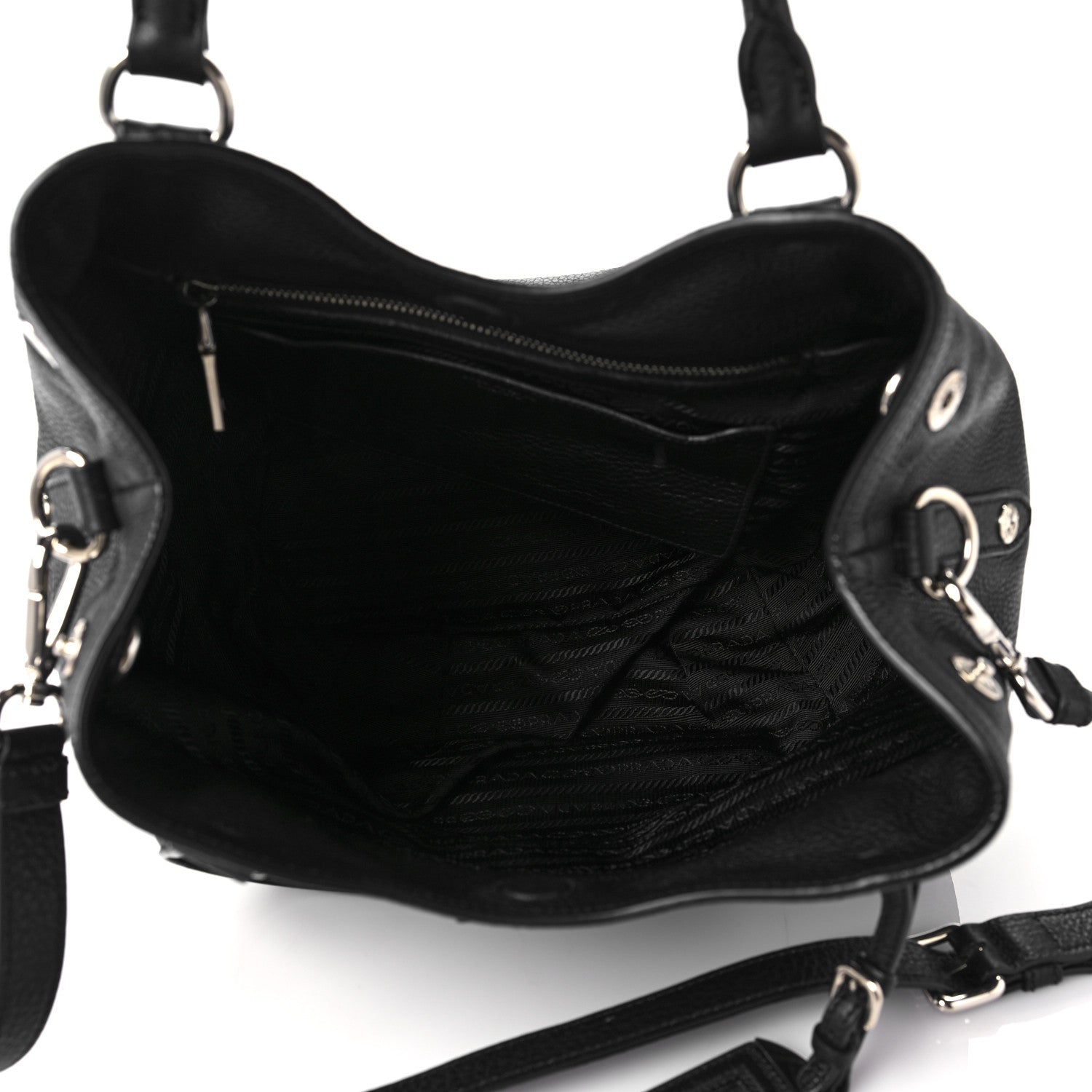 Prada Vitello Daino Shopping Tote Black 5 of 8