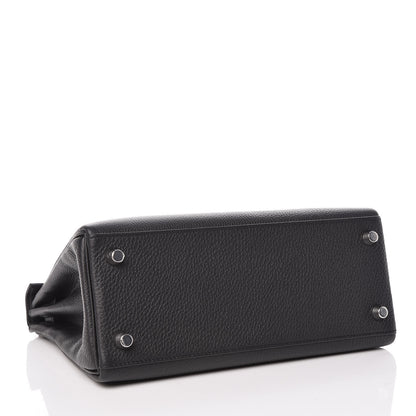 Hermes Togo Horseshoe Kelly Retourne 25 Black Magnolia 5 of 41