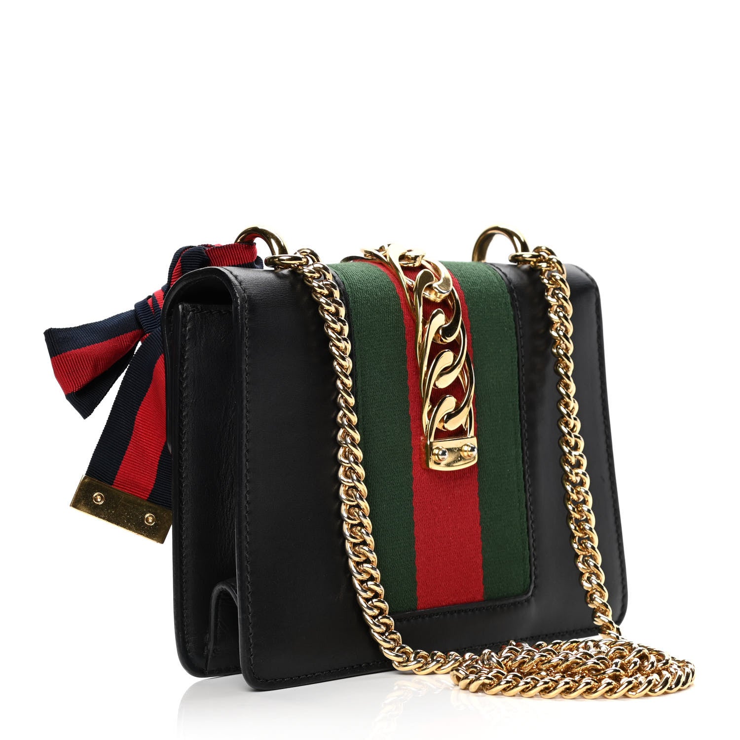 Gucci Calfskin Mini Sylvie Chain Shoulder Bag Black 3 of 7