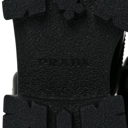 Prada Spazzolato Rois Nylon Shearling Metal Triangle Logo Monolith Pouch Pocket 55mm Boots 36.5 Black 7 of 8