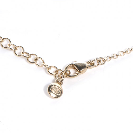 Chanel Pearl Crystal CC Ribbon Necklace Gold 5 of 5