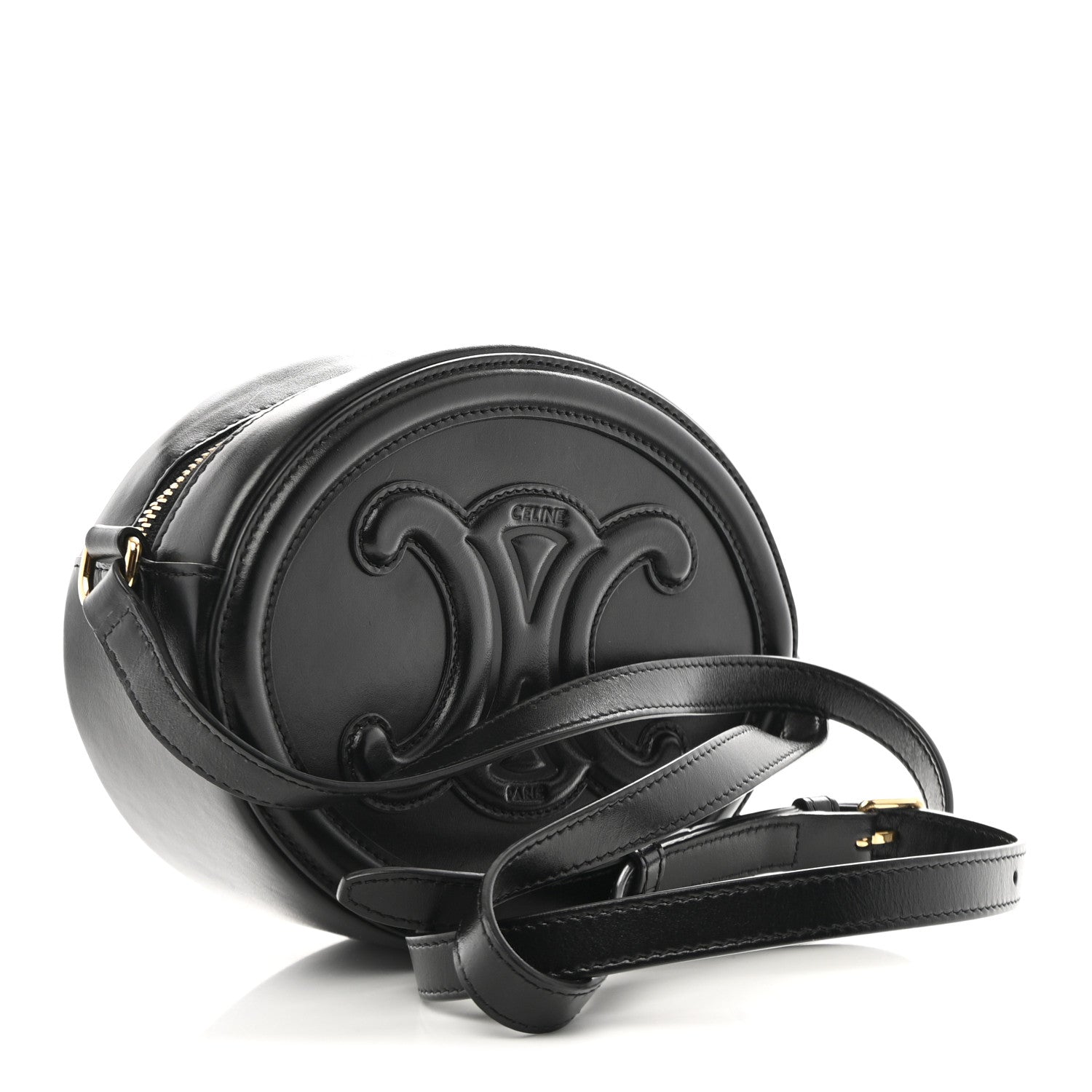 Celine Smooth Calfskin Cuir Triomphe Oval Bag Black 3 of 9