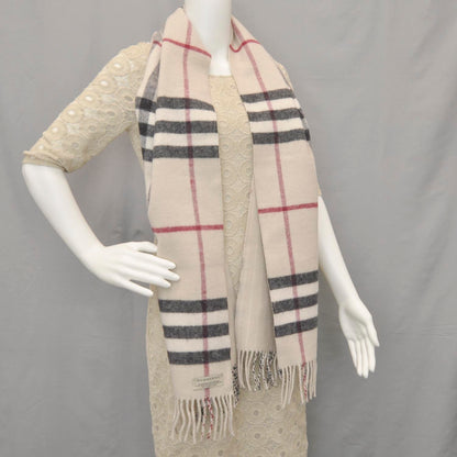 Burberry Cashmere Wool Check Fringe Scarf 2 of 5