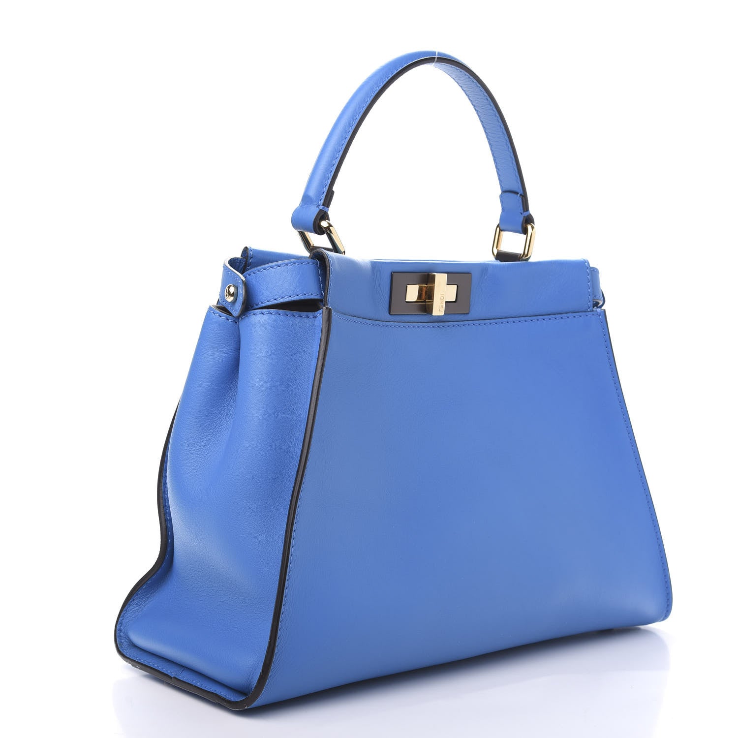Fendi Vitello Seta Medium Peekaboo Iconic Satchel Blue Royal 3 of 12
