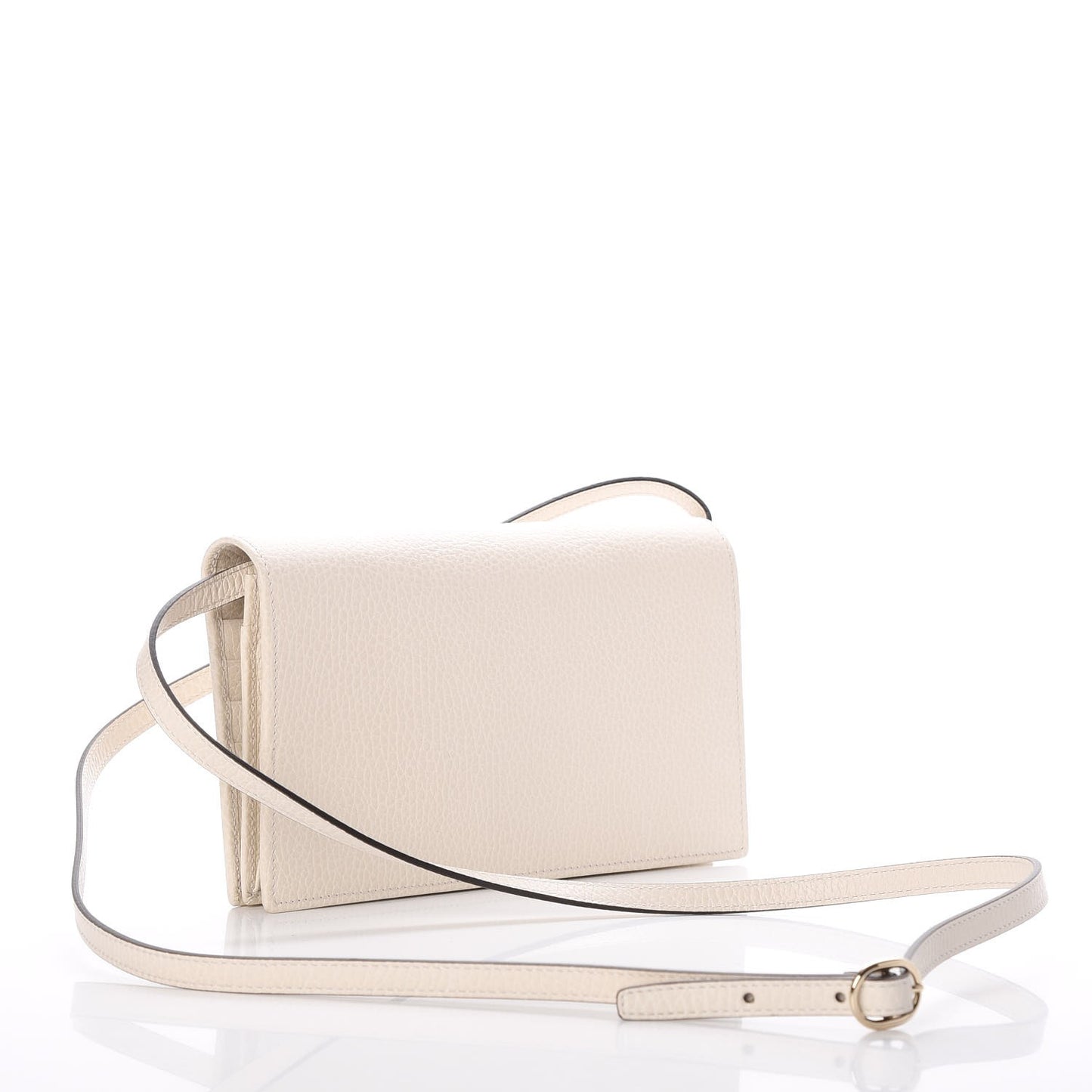 Dollar Calfskin Mini Swing Wallet Bag Mystic White