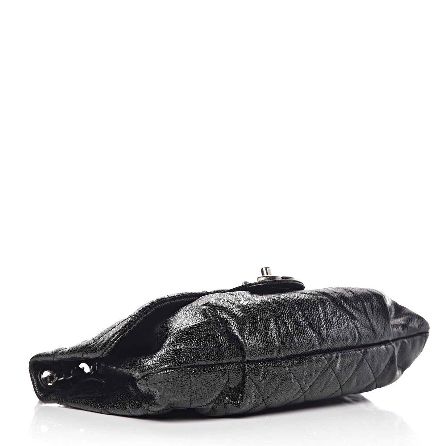 Caviar Quilted Medium Elastic Flap Black