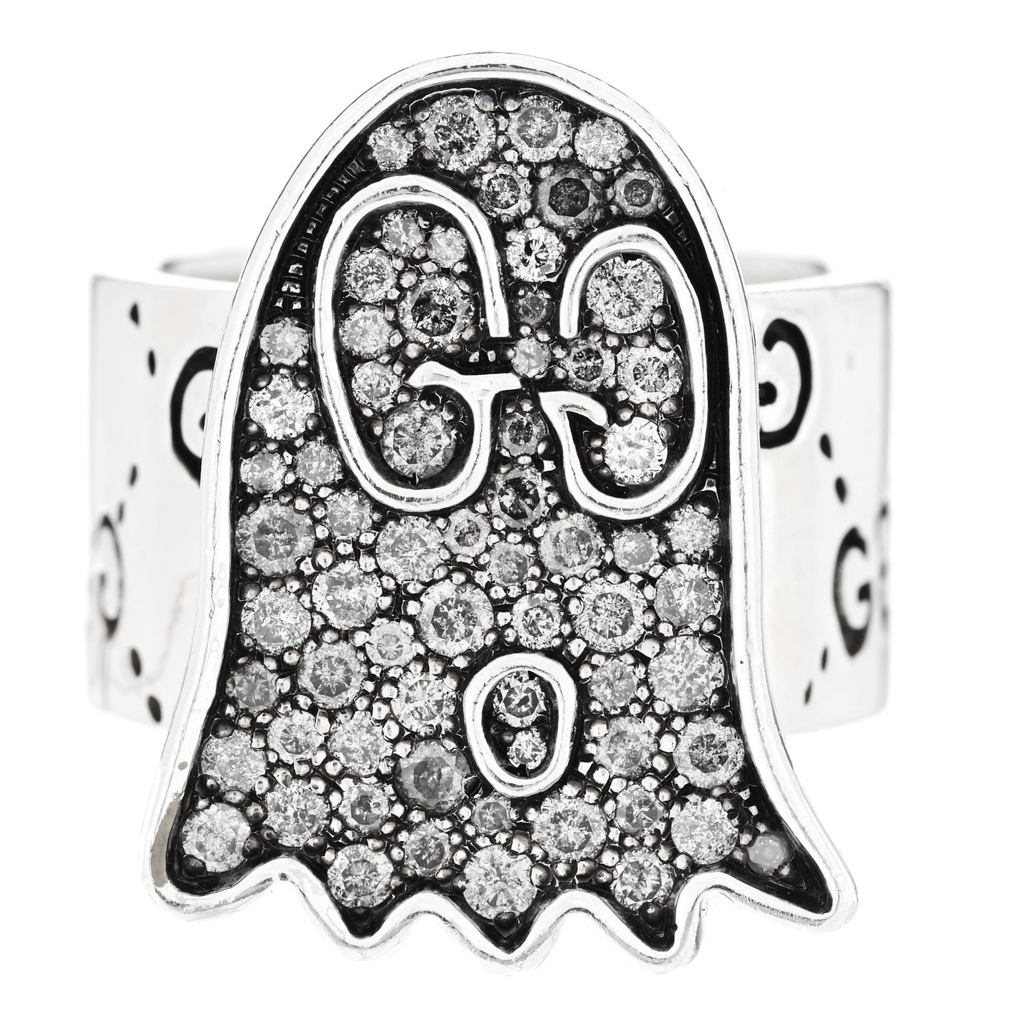 Sterling Silver Grey Diamond GucciGhost Ghost Ring 54 7