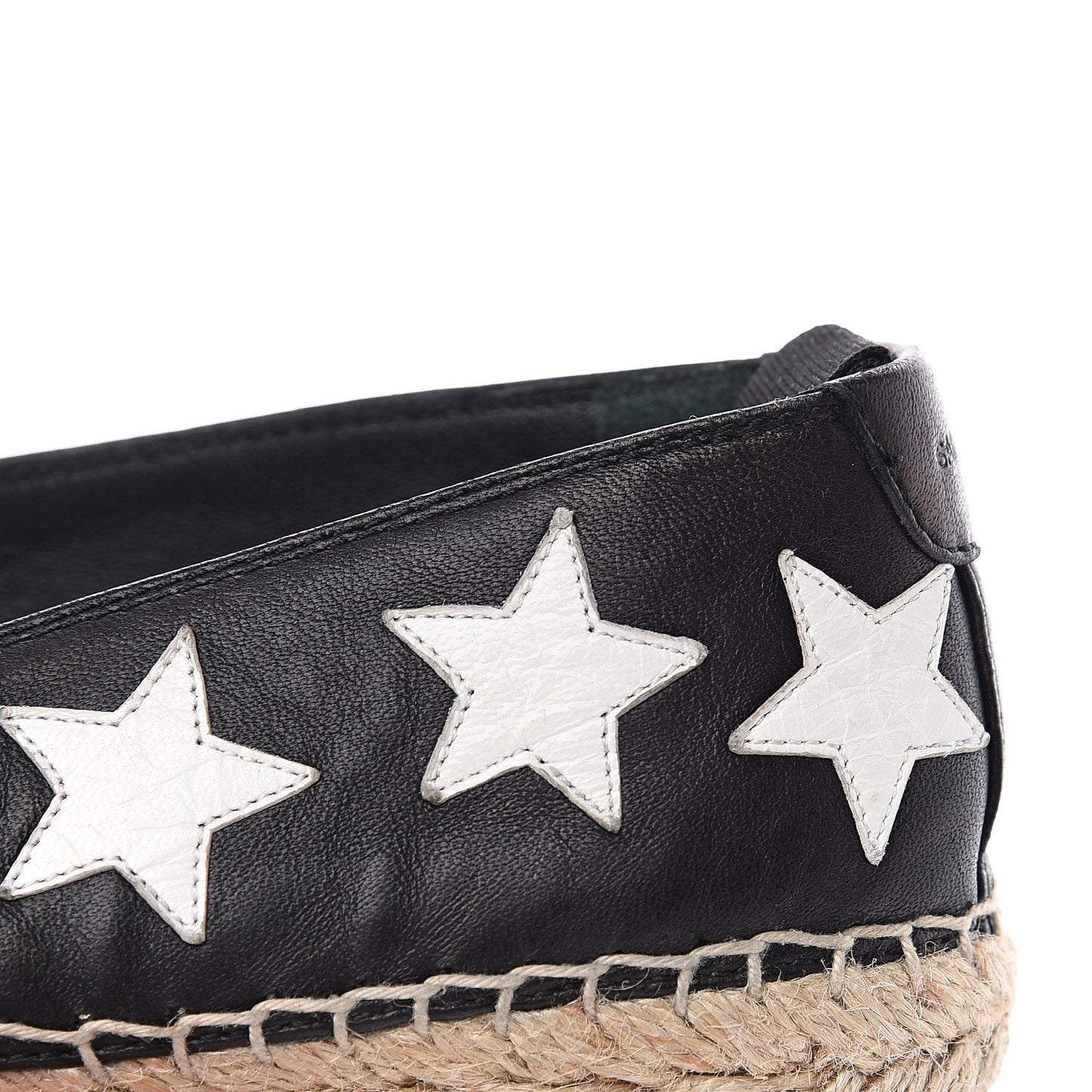 Nappa Embossed Star Print Espadrilles 35 Black Optic White