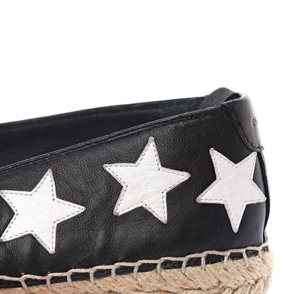 Saint Laurent Nappa Embossed Star Print Espadrilles 35 Black Optic White 10 of 10