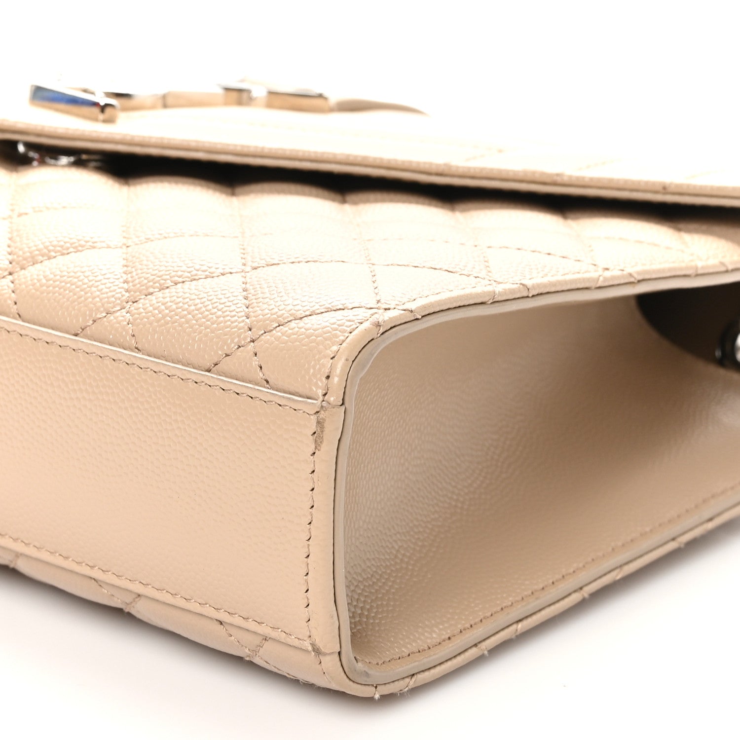 Saint Laurent Grain De Poudre Textured Mixed Matelasse Medium Triquilt Monogram Satchel Dark Beige 9 of 10